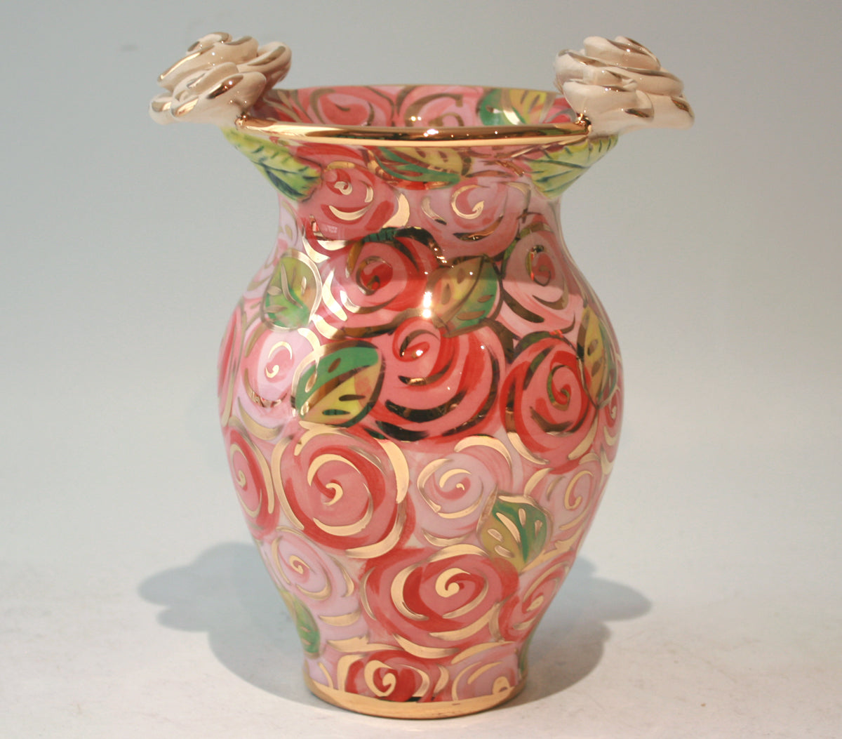 Small Fat Vase in Pink Rosebush