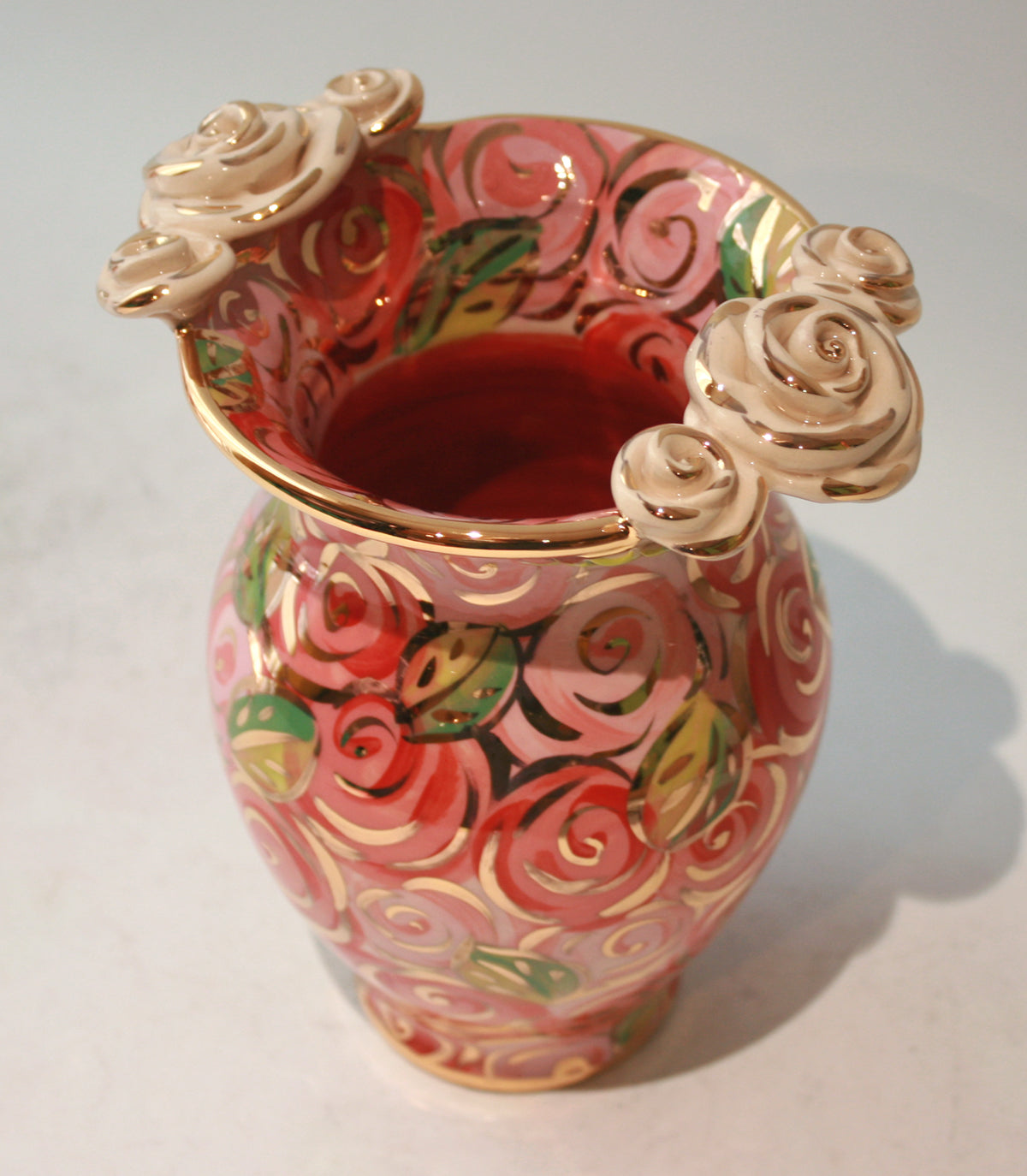 Small Fat Vase in Pink Rosebush