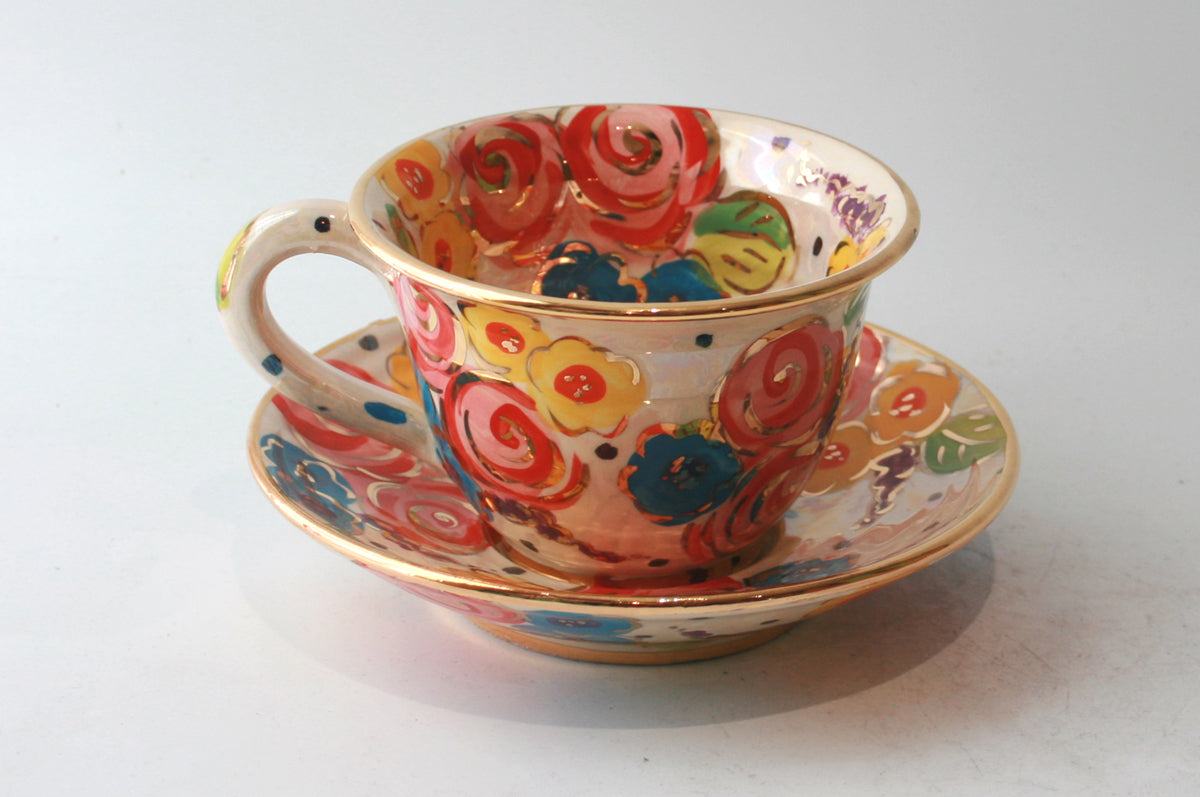 Cup and Saucer in Vintage Floral