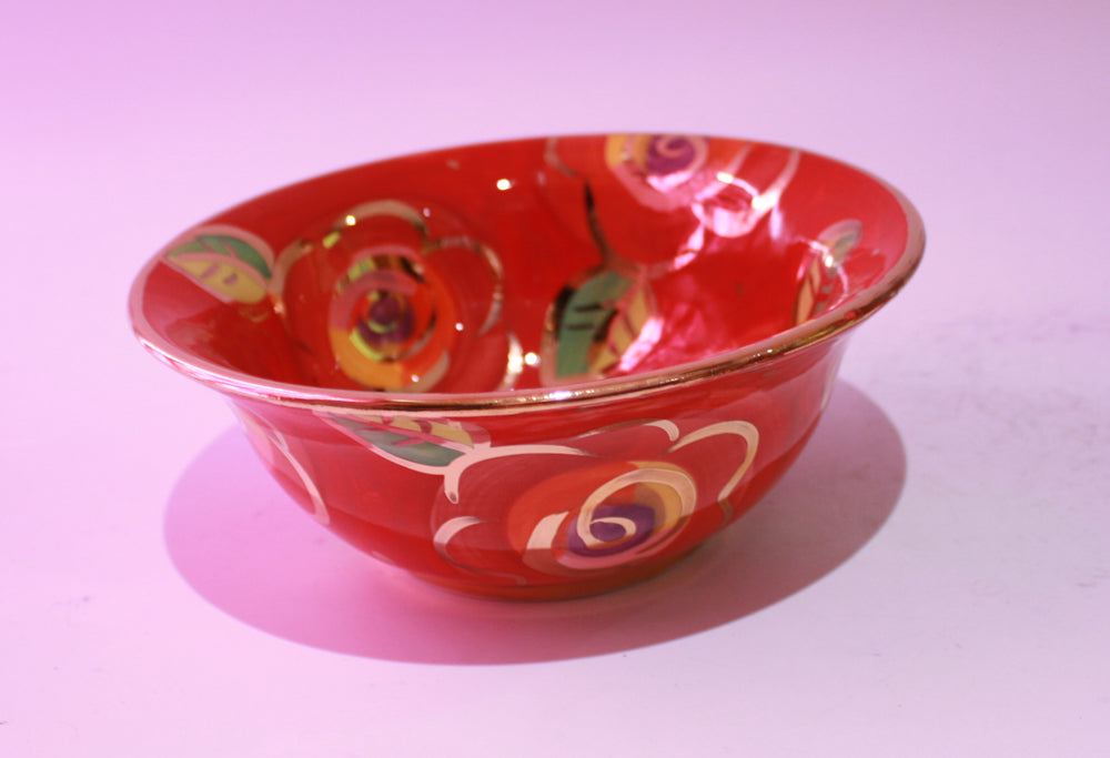 Cereal Bowl Gold New Rose Red - MaryRoseYoung