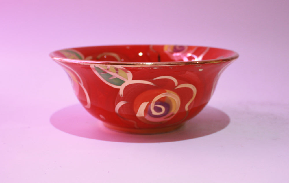Cereal Bowl Gold New Rose Red - MaryRoseYoung