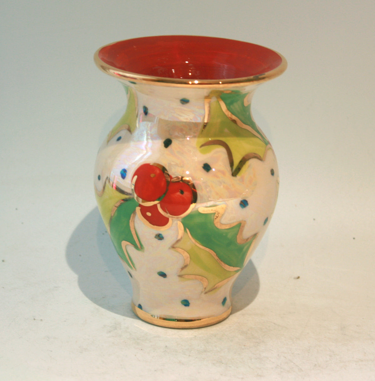 Tiny Vase in Holly on White