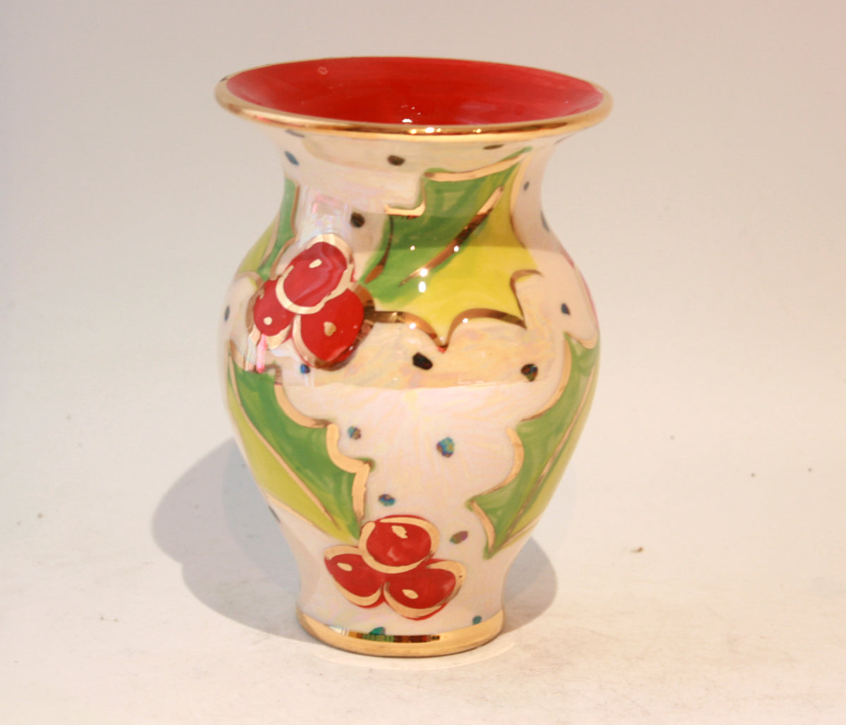 Tiny Vase in Holly on White