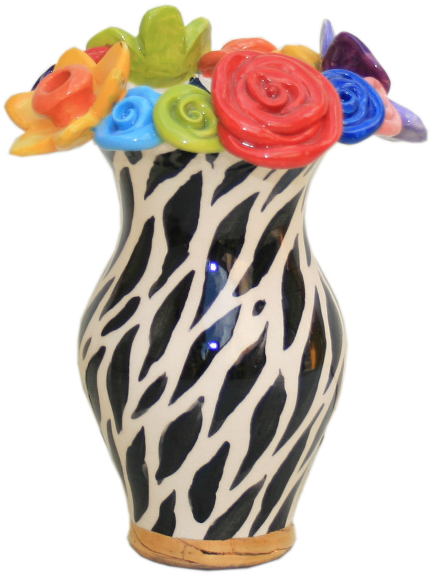 Tiny Multiflower Encrusted Vase Zebra - MaryRoseYoung