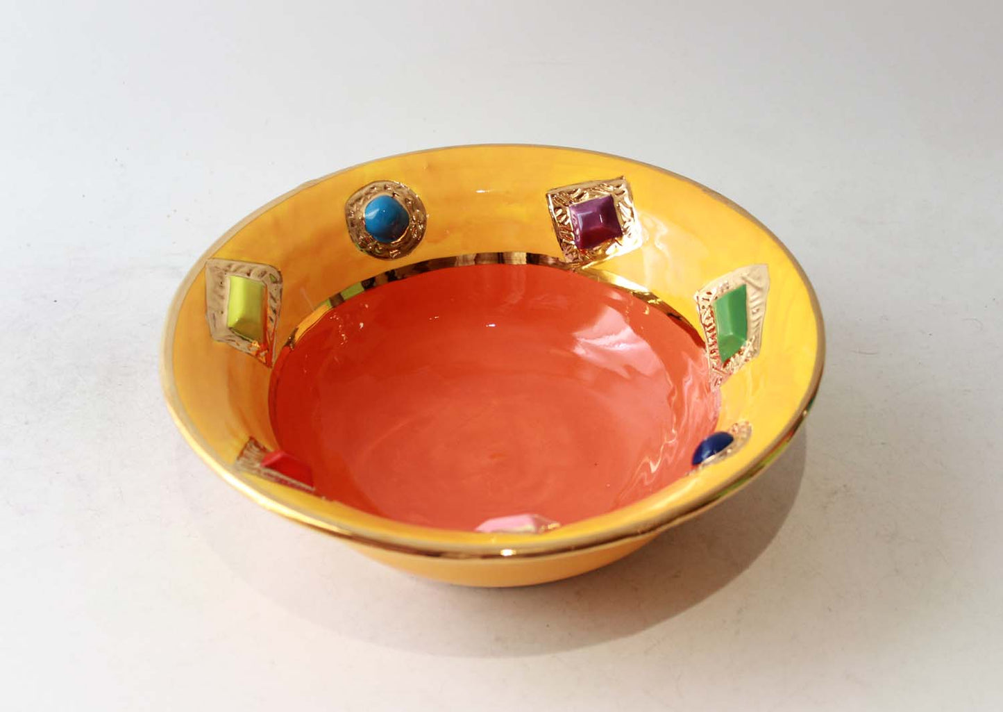 Jewelled Pasta Bowl in Yellow