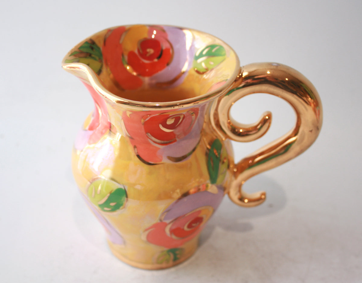 Creamer Jug in Lustred New Rose Yellow with Lady Gaga Handle