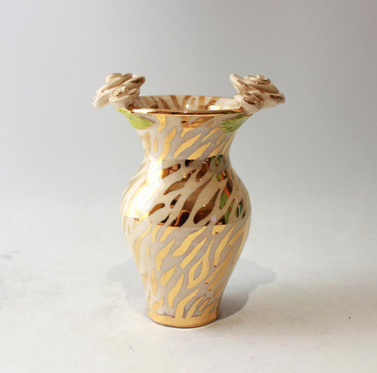 Small Rose Edged Vase in Gold Zebra